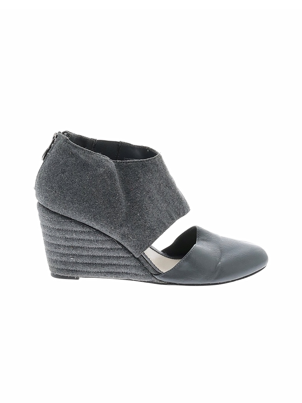 Women's Black Gray Ankle Wrap Wedge Lela Rose size 9